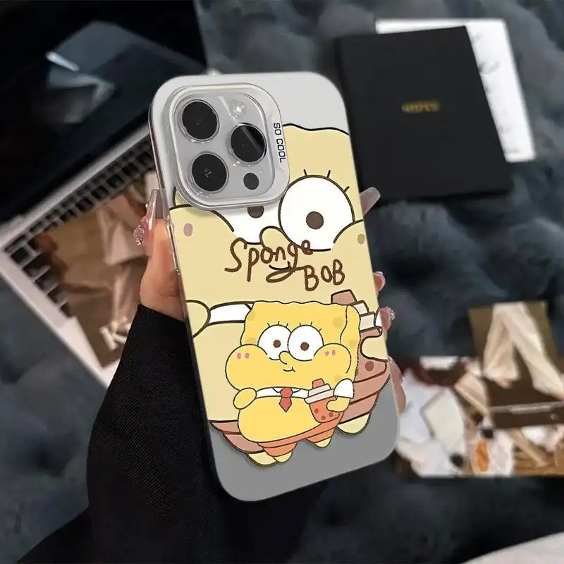 Trường hợp iPhone với SpongeBob & Patrick là bạn bè tốt nhất Khung máy ảnh chống sốc - Tương thích với 16/15/14/13/12/11