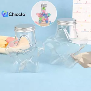 Hộp lưu trữ trang trí búp bê hình ngôi sao Chai nhựa có nắp đậy Hộp đựng thực phẩm Hộp đựng bánh quy miệng rộng Hộp đựng bánh quy có thể tái sử dụng Đẹp