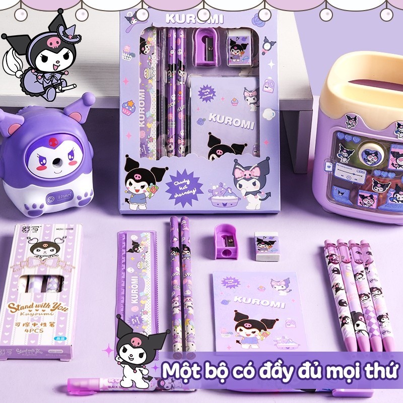 Bộ quà 1/6 thiếu nhi cho bé gái bút chì hoạt hình đáng yêu lớp 1 đồ dùng học tập an toàn hot
