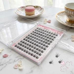 Lông mi giả 5D-Mink Fur Baby Curl Lông mi giả Tự nhiên nối dài có dải dính cho mắt Châu Á