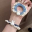 Mới 2 Chiếc Dễ Thương Thỏ Trắng Denim Ren Tóc Hoạt Hình Ngọt Ngào Thỏ Scrunchie Cho Bé Gái