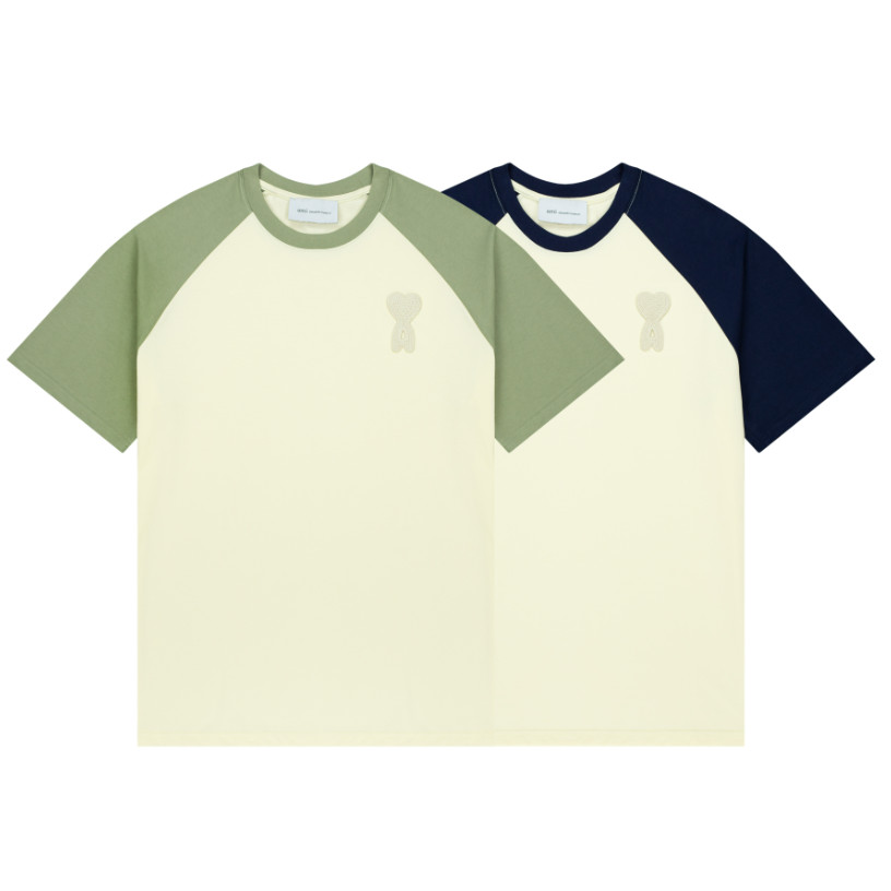 Chất Lượng Cao Phong Cách Mới 135 #Unisex Áo thun ngắn tay màu tương phản Áo thun ngắn tay thông thường