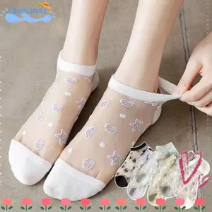 Tất cuối cùng EBINLANDS, Tất lụa thủy tinh pha lê trong suốt bằng ren, Tất ngắn thoáng khí bằng lụa chất lượng cao