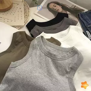 Áo lót chữ I ngắn mùa hè dành cho nữ Beauty Ba All-In-One có miếng lót áo ngực quấn giảm béo bên trong Áo ngắn không tay hở rốn mới