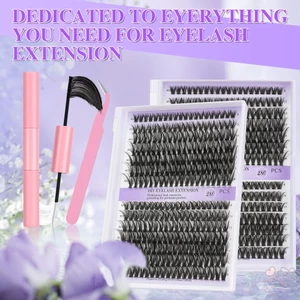 Bộ nối mi 14 hàng Lash Clusters Kit với Lash Bond và Seal Nhíp để tự ứng dụng tại nhà