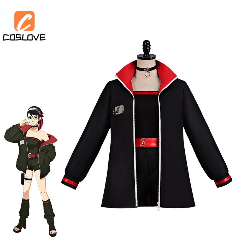Anime NARUTO BORUTO Sasuke Sarada Cosplay Quần Áo Trọn Bộ Trang Phục Trang Phục Cho Người Phụ Nữ Màu Đen Battlesuit Đồng Phục