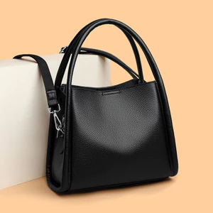 Túi xách nữ 66789 / Túi Tote 26cm / Da bò lớp đầu tiên / Loại xô Dung tích lớn / Túi xách nữ da thật / Túi đi lại cổ điển mới / Túi đeo vai / Túi xách thiết kế thích hợp