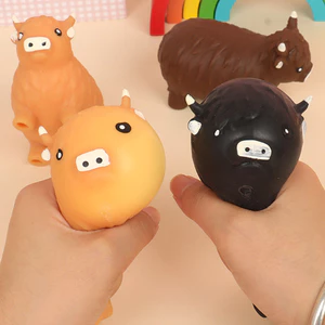 < Pluscloth > Đồ chơi bóp bò cao nguyên để giảm căng thẳng – Đồ chơi kẹp co giãn mềm để thư giãn lo âu tại văn phòng tại nhà – Đồ chơi Fidget bò cao nguyên dễ thương Đồ chơi bóp hình con bò