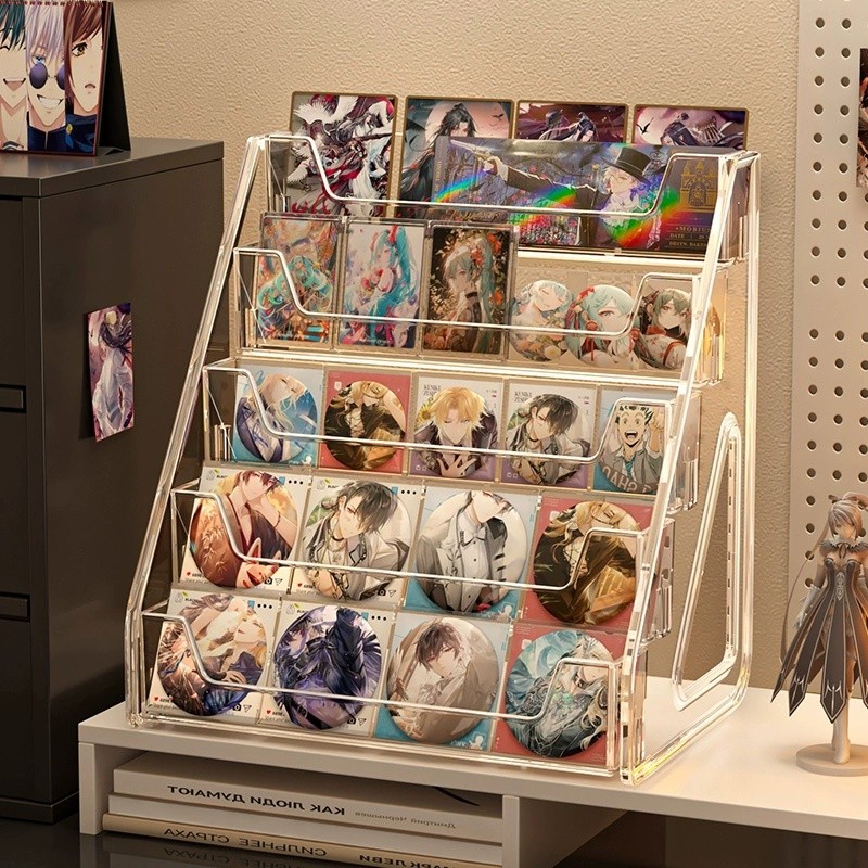 Mới 3 / 5 Tầng Acrylic Bước Hiển Thị Giá Để Bàn Trong Suốt Hộp Bảo Quản Cho Huy Hiệu Standee Anime Ngoại Vi
