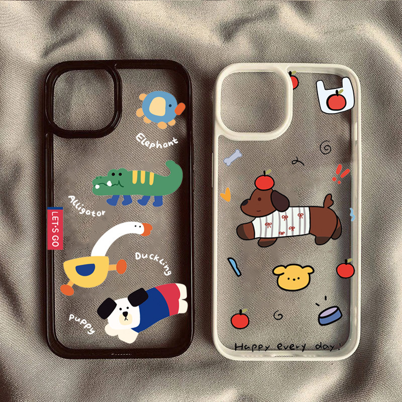 Dành Cho Samsung S23 S24 FE S25 S24 Ultra S23 S22 S21 Plus S20 S21 FE Vui Vẻ Chó Dễ Thương Acrylic Trong Suốt Chống Sốc