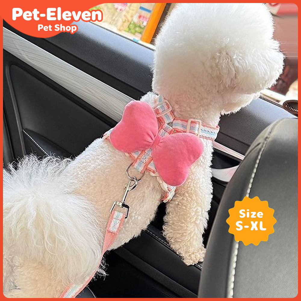 [Pet-Eleven] Nơ Ngực Lưng Dây Xích Chó Phong Cách Mùa Hè Thoáng Mát Cho Chó Ngực Ngoài Trời Dây Xích Đi Bộ Chó Dễ Thương Đi Bộ Dụng Cụ Tiện Dụng Teddy Pomeranian Maltese