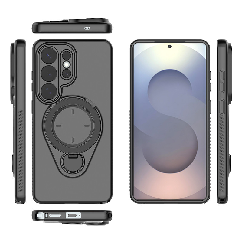 Xoay Thẳng Đứng Giá Đỡ Từ Tính Ốp Lưng Điện Thoại Samsung Galaxy S26 Plus Ultra Bốn Góc Chống Rơi Nút Độc Lập Vỏ TPU Mềm