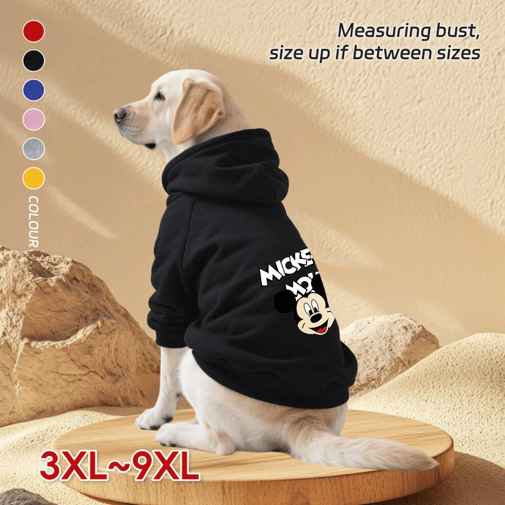 Áo Hoodie cho chó lớn 3XL-9XL, In hình Mickey Minnie, kiểu áo chui đầu, có sẵn 6 màu, vải mềm, thoải mái, thoáng khí, ấm áp, có thể giặt được, thích hợp cho tất cả các giống chó lớn