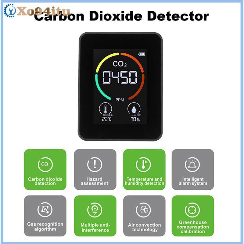 XOITU Đa Năng 5in1 CO2 Máy Đo Độ Ẩm Nhiệt Độ Kỹ Thuật Số Máy Đo Độ Ẩm Carbon Dioxide TVOC HCHO Màn Hình Chất Lượng Không Khí VN