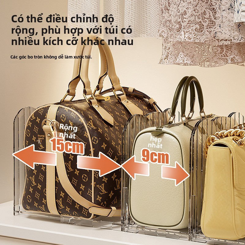 Bộ tách tủ quần áo đa chức năng-Hộp lưu trữ túi xách trong suốt, Dụng cụ sắp xếp tủ quần áo tiện dụng, Túi đựng đồ gọn gàng
