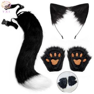 Găng Tay và Tai Đuôi Cáo Paw Dễ Thương - Đồ cosplay sang trọng cho Halloween