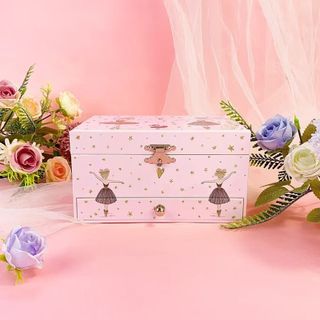 Hộp nhạc múa ba lê thiên nga đen | Hộp đựng đồ trang sức có ngăn kéo & gương Quà tặng sinh nhật cho trẻ em PIK1