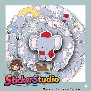 Set Sticker Chú voi con cute Chống Nước Dán Laptop Vali Mũ Bảo Hiểm Sổ Tay