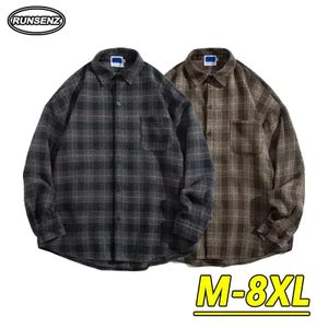 Áo sơ mi nam Mỹ kiểm tra hoa văn VN, Size lớn M-8XL, Áo sơ mi chở hàng dài tay