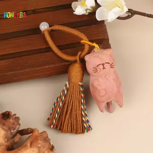 < Honeyba > Hoa Cúc Thủ Công Dễ Thương Phước Lành Bắt Mèo Mặt Dây Chuyền Động Vật Nghệ Thuật Cho Túi Chìa Khóa Ô Tô Phụ Kiện Quyến Rũ Trang Trí Đẹp