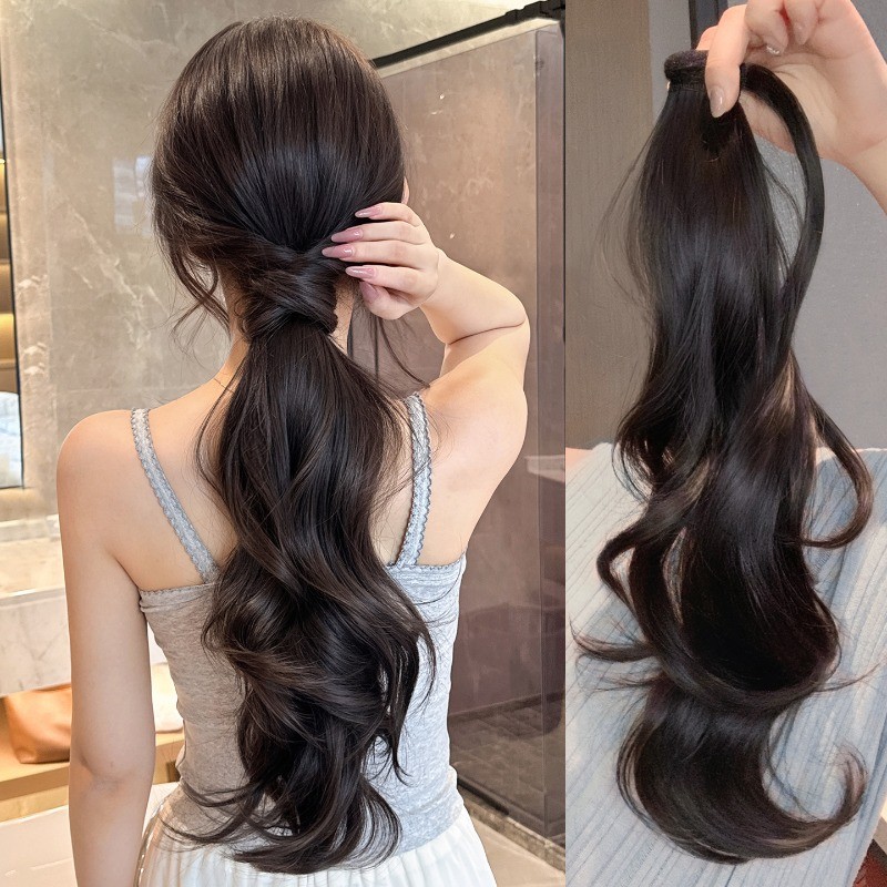 45cm Bện Đuôi Ngựa Tóc Giả Ma Thuật Băng Quấn Xung Quanh Cao & Thấp Đuôi Ngựa Lông Tơ Voluminous Tóc Giả Tự Nhiên Cho Nữ