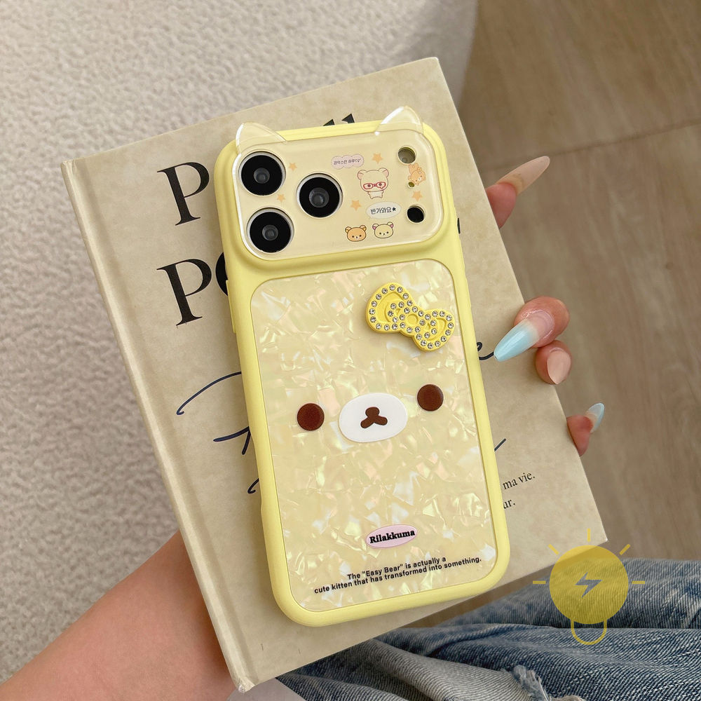 Phone Case For iPhone 17 Pro Max 16 15 TPU Bear 3D Aesthetic Korean Cute