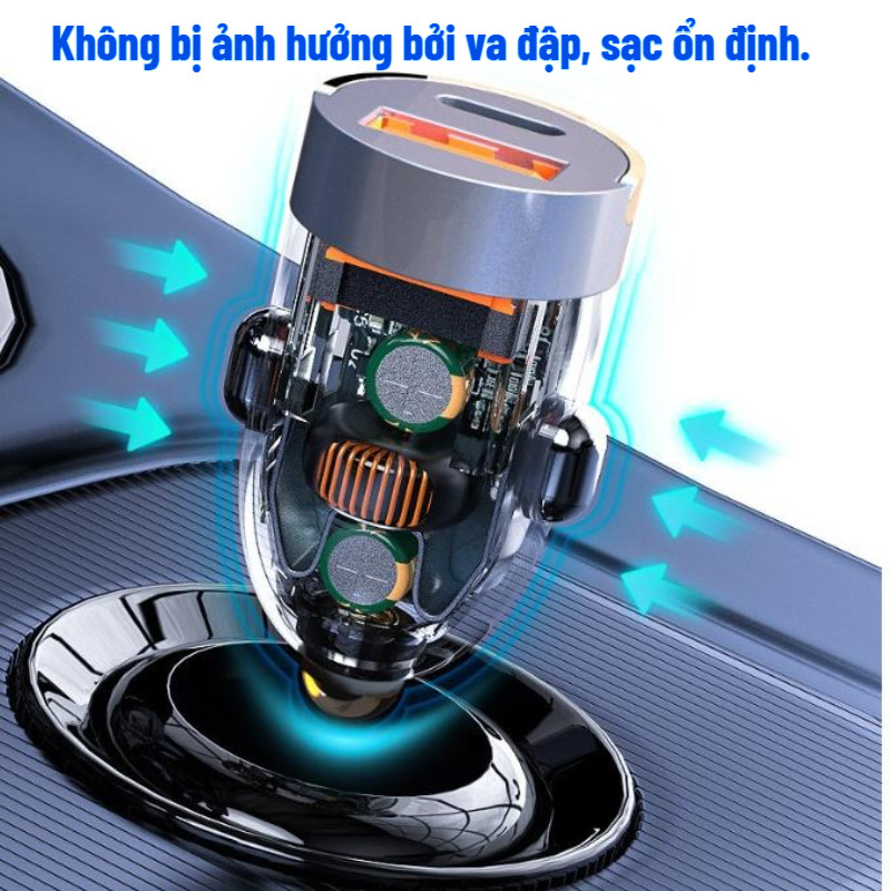 Bộ sạc ô tô siêu nhanh hai cổng, bộ sạc ô tô trong suốt vô hình, bộ chuyển đổi tẩu thuốc lá ô tô, sạc nhanh