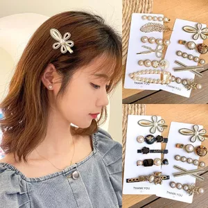 Dongdaemun Màu Kẹo Công Nghiệp Nặng Tóc Bộ Kẹp Tóc Phẳng Kẹp Tóc Mặt Sau Đầu Bên Kẹp Ngọc Trai Mũ Đội Đầu OWBS