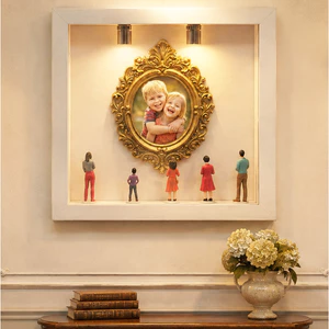 Khung tranh Mini Museum màu trắng kèm 1 khung ảnh tình yêu DIY quà sinh nhật decor phòng nghệ thuật