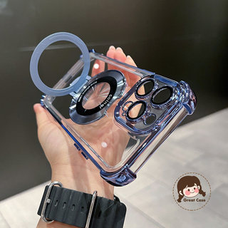 Ốp Điện Thoại Bốn Góc Giá Đỡ Từ Tính Cho Vivo V70 Elite FE V60E V60 V50E V50 V40 V30 V29E V29 Pro Lite V27 Pro Vỏ Mềm Trong Suốt Chống Sốc