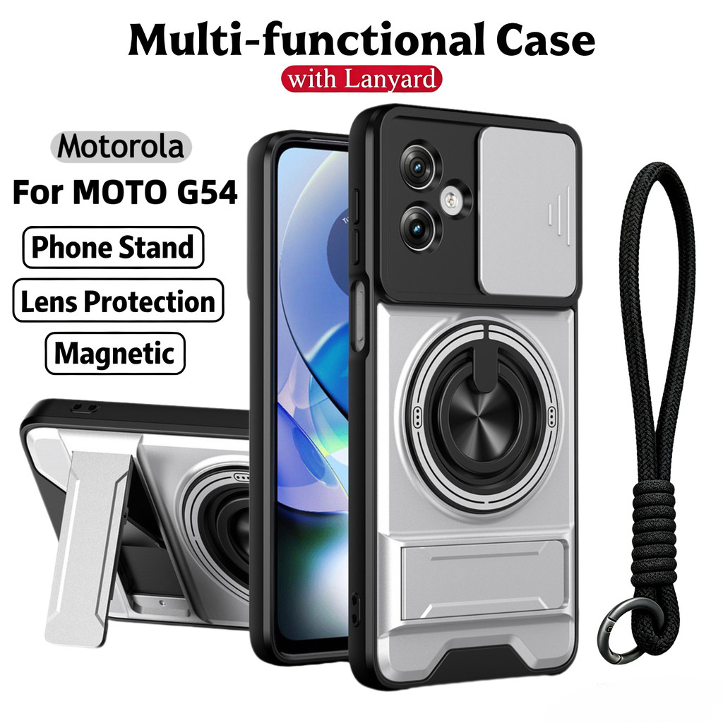 Ốp Điện Thoại Đa Năng Sang Trọng Thích Hợp Cho Motorola G54 Power G55 G56 G53 G64 5G Dây 360°Giá đỡ vòng có vỏ máy ảnh Vỏ bảo vệ toàn diện chống sốc