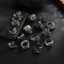 Bộ nhẫn bạc cổ điển 15 mảnh dành cho nam - Skull Snake Cross Dragon Gothic Punk Hip-Hop Retro Jewelry - Anti-Tarnish Comfort Fit