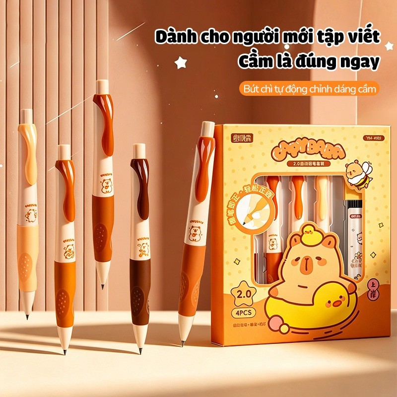 Bút Chì Bấm 2.0mm Capybara Định Vị Ngòi – Giúp Bé Cầm Bút Đúng Tư Thế, Viết Lâu Không Đau Mỏi Tay