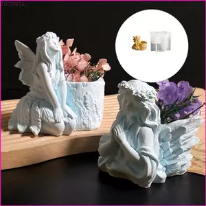 VIC Succulent Planter Khuôn Silicon Đúc Bê Tông Chậu Hoa Khuôn Dễ Dàng Demold Thiên Thần Hình Khuôn Cho Trang Trí Nhà