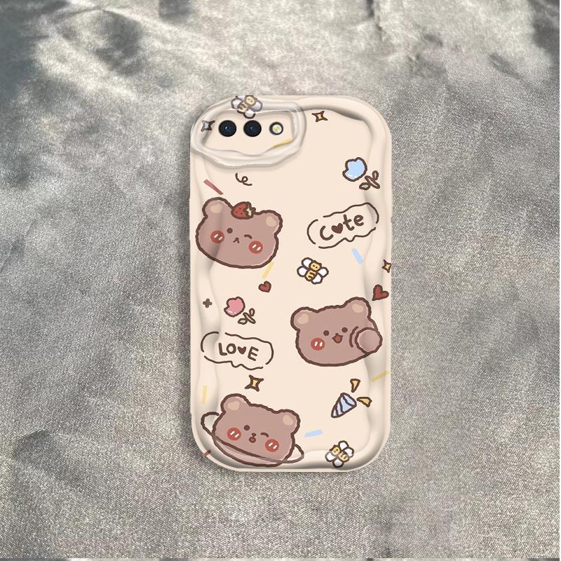 Thích hợp cho OPPO A3S A12E A1K AX5 Realme C2 Bảo vệ 3D TPU mềm Rilakkuma Bear Vỏ điện thoại chống sốc