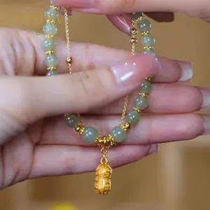 PNPIA- Hai Lớp Nữ Giả Ngọc Đính Hạt Vòng Tay Trang Sức Bé Gái Tiệc Cưới Hàn Quốc Món Quà Trang Sức