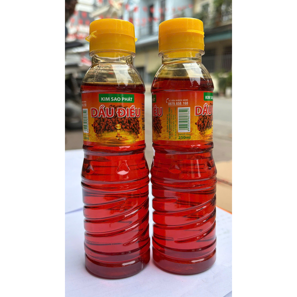 Dầu điều và dầu mè lọ 100ml và 250ml Kim Sao Phát - tiện lợi, tạo màu tạo hương vị cho thức ăn .