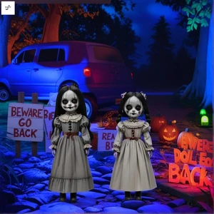 Cặp song sinh đáng sợ Halloween Yard Dấu hiệu cọc Đồ dùng dự tiệc Trick-or-Treeing ngoài trời cho hiên nhà sân vườn ngoài trời