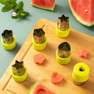 Maybest 3 Cái / bộ Hình Trái Tim Ngôi Sao Hoa Cắt Rau Củ Tay Cầm Nhựa Di Động Thép Không Gỉ Cắt Trái Cây Tiện Ích Nhà Bếp {VN}