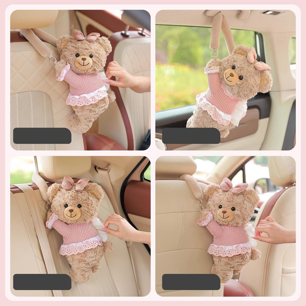Gấu Dễ Thương Đựng Khăn Giấy Ô Tô Dễ Thương Gấu Mềm Trang Trí Tự Động Sang Trọng Khăn Ăn Giá Đỡ Phụ Kiện Ô Tô pomervn