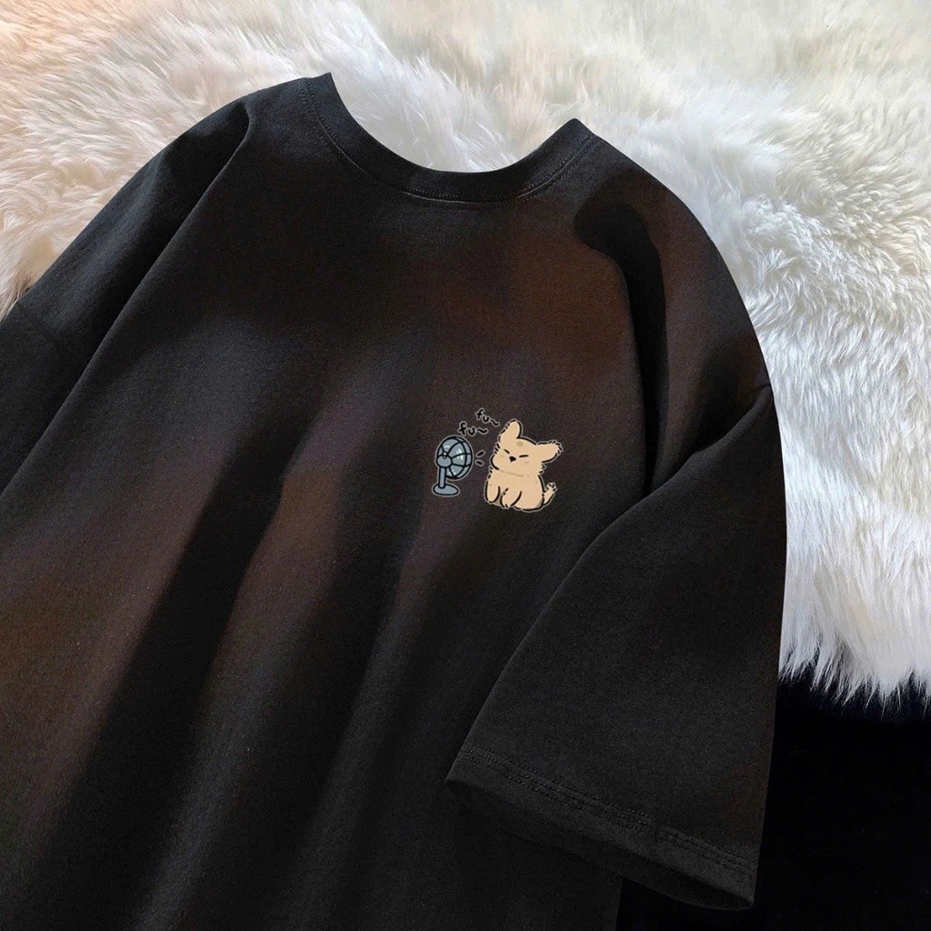 （Giao hàng 24h）Angela Áo thun phông nữ nam chất liệu cotton khô dày dặn form rộng tay lỡ in hình luckyhappy Local Brand
