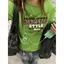 Hot Girl Wear Grass Green Retro In chữ Áo thun ngắn tay dành cho nữ Slim-Fit Slimmer Look Short Top