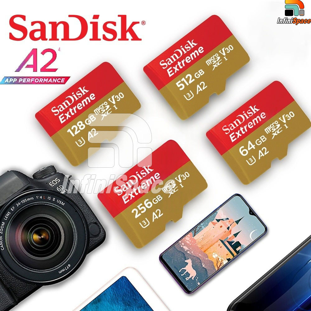 Thẻ Nhớ MicroSDXC SanDisk Extreme 32GB - 1TB - A2 C10 U3 V30 UHS-I upto 190MB/s SDSQXAH - Bảo hành trọn đời