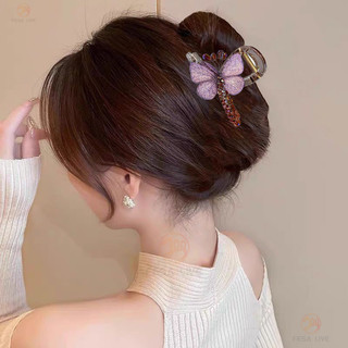 Kẹp Tóc Thêu Bướm Phong Cách Retro, Phù Hợp Với Mái Tóc Cá Mập Hoặc Nửa Đầu