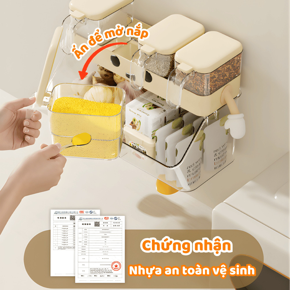 Kệ Đựng Gia Vị, Mỹ Phẩm Treo Tường Không Khoan Đục DINO , Kệ Để Đồ Đa Năng Dễ Thương Chịu Lực Tốt