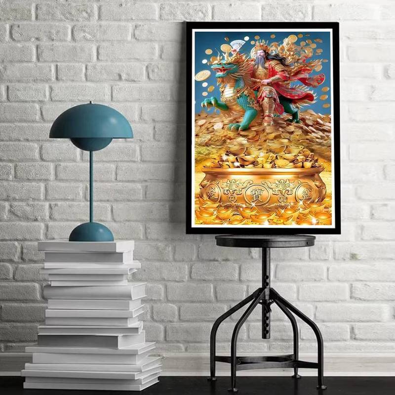 Phong Thủy Thần Tài Tranh Canvas Nghệ Thuật Treo Tường Sang Trọng Vàng May Mắn Tiền Thần Poster In Hình Cho Văn Phòng Phòng Phòng Khách Trang Trí Nhà