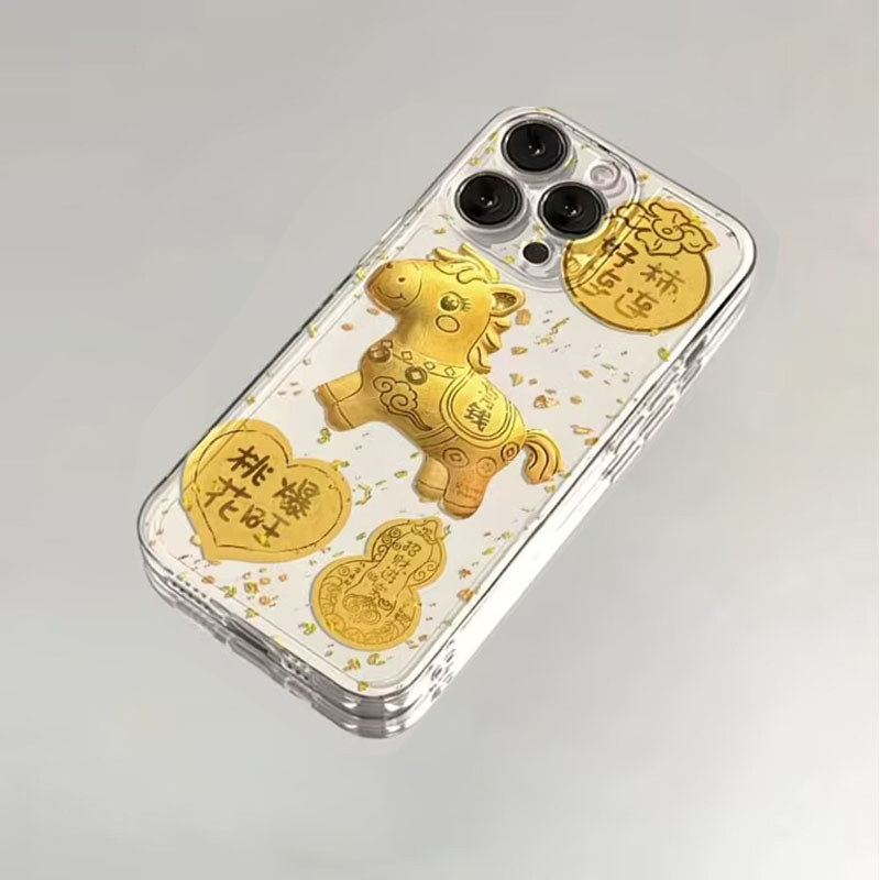 Thời Trang Ngựa Vàng Nhận Tiền Ngay Bây Giờ Vỏ Cho Iphone 11 12 13 14 15 16 Pro Max XR XS Max Ốp Lưng Mềm Trong Suốt Họa Tiết TPU Silicon