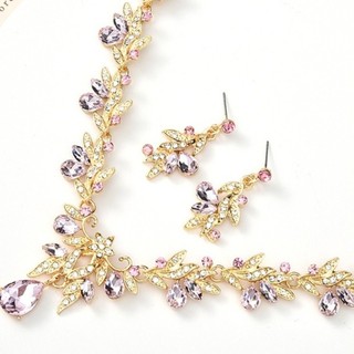 Vòng Cổ Zircon Kim Cương SEREIP, Vòng Cổ Hoa Lấp Lánh Nữ Hình Lá, Bông Tai Trang Sức Cưới Bộ Trang Sức Cho Tiệc Cưới Lễ Hội