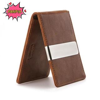 [PNPIA] Thời Trang Nam Da Bifold Kẹp Tiền Đa Chức Năng Mỏng Kẹp Kim Loại Ví Đựng Thẻ VN