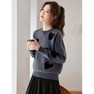 Dệt Kim Dài Tay Nữ Thu Đông Áo Len Đỏ Chui Đầu Đi Làm ~